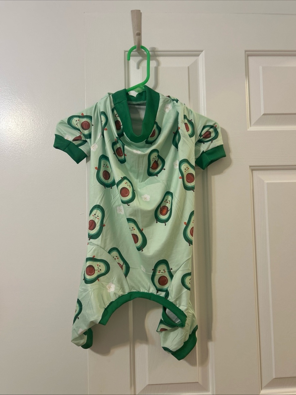 Dog Avocado Print Pajama Romper - Green